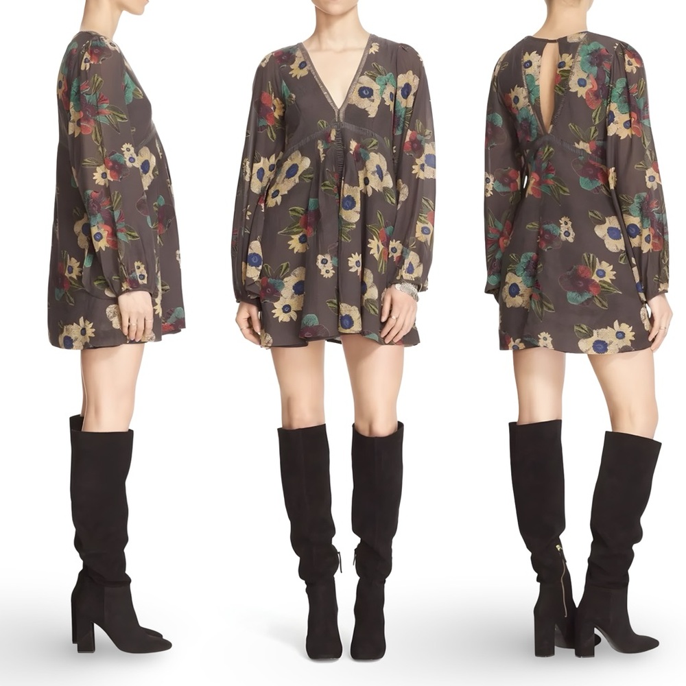 🌼 Free People Strawberry Fields Floral Tunic Mini Dress | Size M - Picture 3 of 16